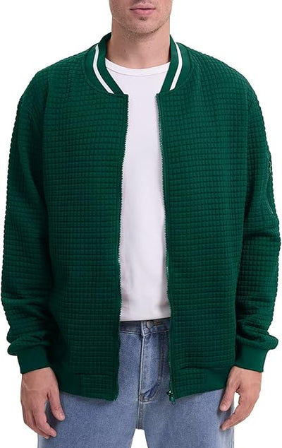 Men's Bomber Jacket Varsity Baseball Jackets Windbreaker Lightweight Slim Fit Button Down Letterman Jacket