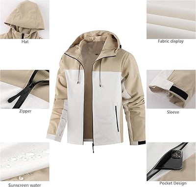 Men's lightweight outdoor jacket with water resistant properties and zipped pockets rain jacket block wind