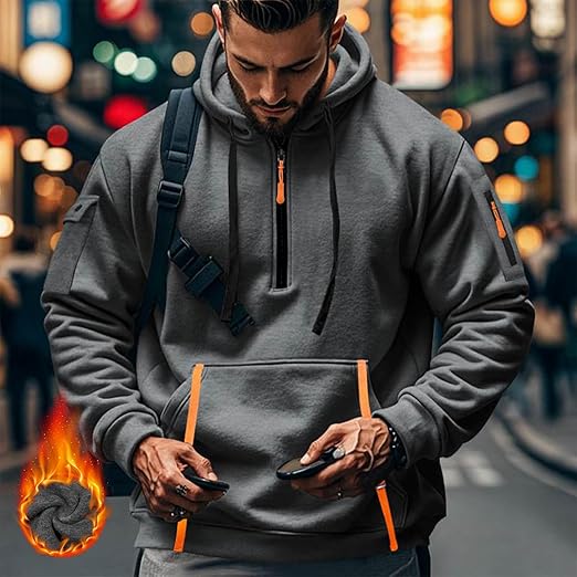 MANTORS Men's Fleece Hoodie Casual Long Sleeve 1/4 Zipper Pullover Sweatshirts