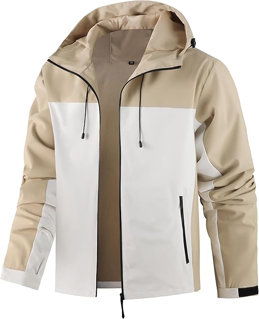 Men's lightweight outdoor jacket with water resistant properties and zipped pockets rain jacket block wind