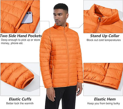 MAGCOMSEN Men's Bubble Jacket Lightweight Warm Winter Coats Water Repellent Windproof Insulated Jacket
