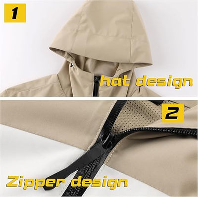 Men's lightweight outdoor jacket with water resistant properties and zipped pockets rain jacket block wind