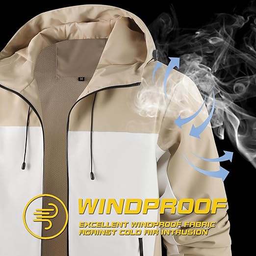 Men's lightweight outdoor jacket with water resistant properties and zipped pockets rain jacket block wind