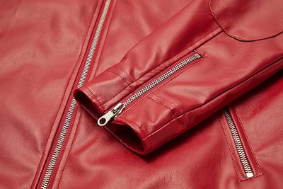 WULFUL Men's Stand Collar Leather Jacket Motorcycle Lightweight Faux Leather Outwear